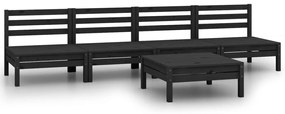 3082491 vidaXL Set mobilier de grădină, 5 piese, negru, lemn masiv de pin