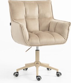 HR560K Scaun Catifea Latte cu Bază Crem