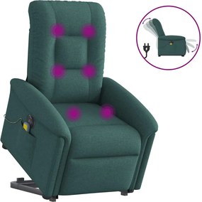 vidaXL Fotoliu electric masaj rabatabil / ridicare verde închis textil