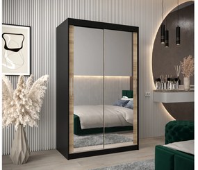 Dulap de haine 120 cm Toki 3 (negru mat + stejar sonoma). 1065062