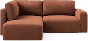 Colțar teracotă extensibil/cu spațiu de depozitare cu tapițerie din chenille (cu colț pe partea stângă/în formă de ”L”) Kona – Makamii