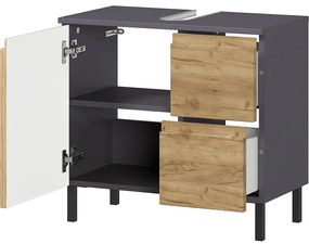 Dulap gri închis sub chiuvetă cu aspect de stejar 60x56 cm Salinas - Germania