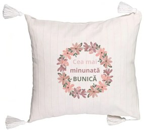 Perna Decorativa cu Franjuri pentru Bunica 7, 45x45 cm, Cu fermoar