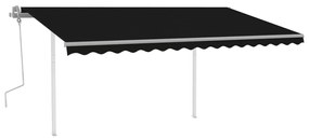 Copertina retractabila manual, cu stalpi, antracit, 4x3 m Antracit, 4 x 3 m