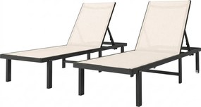 Outsunny Set de 2 șezlonguri reclinabile cu roți Spătar reglabil 4 nivele Cadru aluminiu Țesătură textilene Bej | Aosom Romania