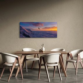 Tablou în apus de soare, Mont Blanc (120x50 cm)