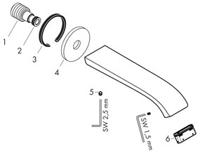 Pipa de umplere pentru cada, Hansgrohe, Vivenis, alb mat