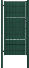 vidaXL Poartă de gard din PVC și oțel, verde, 100x204 cm