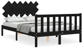 3193465 vidaXL Cadru de pat cu tăblie, negru, 120x200 cm, lemn masiv