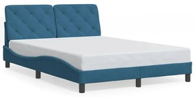 3213853 vidaXL Cadru de pat cu lumini LED, albastru, 140x190 cm, catifea