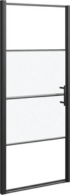 vidaXL Ușă de duș, negru, 91x195 cm, sticlă securizată semi-mată