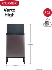 Coș de gunoi roz cu senzori de atingere din plastic reciclat 54 l Verto High – Curver