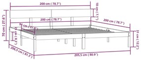 Cadru de pat, negru, 200x200 cm, lemn masiv de pin Negru, 200 x 200 cm