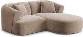 Colțar maro deschis cu tapițerie din catifea (cu colț pe partea dreaptă/cu șezlong) Campi – Cosmopolitan Design