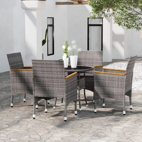 vidaXL Set mobilier de grădină, 5 piese, gri, poliratan
