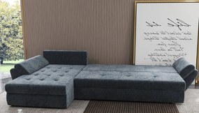 Colțar extensibil dumonde cu ladă de depozitare si sezut confortabil din spuma high-density, Loana XL Euphoria Grafit II 335x185 cm