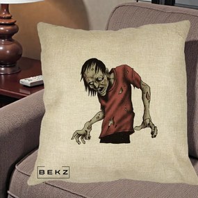 Perna Decorativa Halloween Zombie Infricosator, 40x40 cm, Crem, Husa Detasabila, Perna Inclusa, BEKZ®