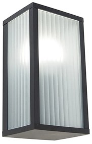 Lampă de perete inteligentă de exterior neagră cu sticlă canelată incl. WiFi A60 - Charlois