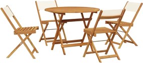 vidaXL Set mobilier de grădină 5 piese textil alb crem/lemn masiv