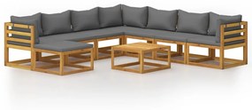 3057620 vidaXL Set mobilier grădină cu perne, 9 piese, lemn masiv de acacia