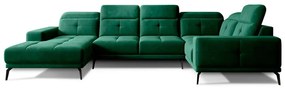 Colțar verde cu tapițerie din catifea (cu colț pe partea dreaptă/în formă de "U") Neviro – ELTAP