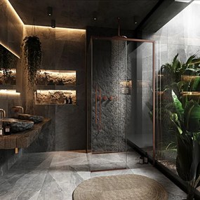 Cabina de dus SOLAR cu cadita neagra 90x90 cm cupru periat