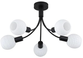 Lustra aplicata metal negru, sticla opal Nova 5L