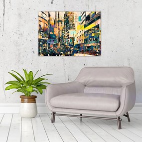 Tablou pe sticlă abstacțiunii pictate (70x50 cm)