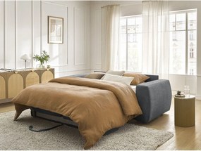 Canapea gri închis pentru dormitul zilnic/extensibilă cu tapițerie din chenille 220 cm Hugo – Bobochic Paris