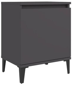 805837 vidaXL Noptieră cu picioare metalice, gri, 40x30x50 cm