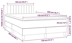 Pat box spring cu saltea, albastru, 120x200 cm, textil Albastru, 120 x 200 cm, Benzi verticale