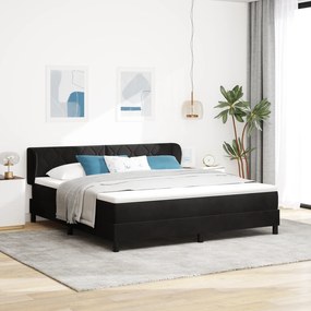 vidaXL Pat box spring cu saltea, negru, 180x200 cm, catifea