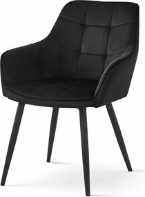 Fotoliu de sufragerie VARSI VELVET cu picioare negre, negru