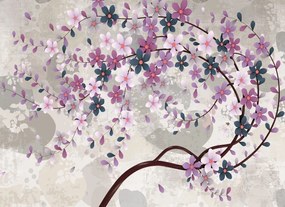 Tapet Premium Canvas - Abstract copac cu flori colorate