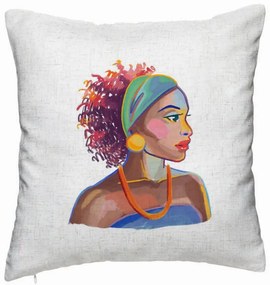 Perna Decorativa, Model Golden African, 40x40 cm, Alb Murdar, Husa Detasabila, Burduf