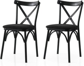 Set 2 scaune EKOL 290 V2, negru, stofa clasica/metal, 42x40x81 cm