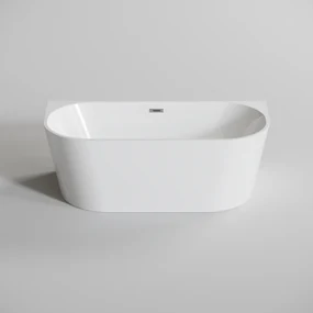 LANA Cadă de baie semi-freestanding, pentru montaj lângă perete, albă, 160x80x58 cm