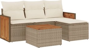 vidaXL Set canapele de grădină cu perne, 5 piese, bej, poliratan