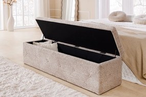 Bancheta tapitata cu spatiu de depozitare Extravagancia 140cm, boucle champagne greige