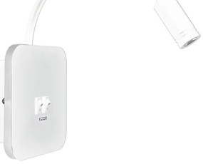 Veioză LED flexibilă de perete cu USB BASE 1xLED/8W+1xLED/2W/230V alb