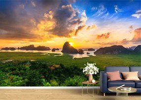 Tapet Premium Canvas - Rasaritul printre stanci in Thailanda