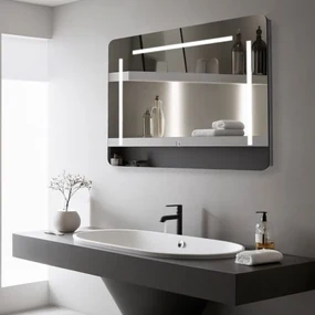 Oglinda LED Dreptunghiulara 80x60 cm, Iluminare 3 Nuanțe, Touch Control & Design Premium