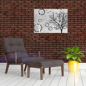 Tablou abstract cu pomi (70x50 cm)