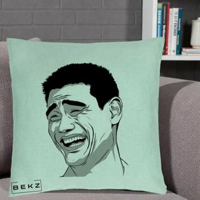 Perna Decorativa Yao Ming Meme, 40x40 cm, Verde Menta, Husa Detasabila, Perna Inclusa, BEKZ®