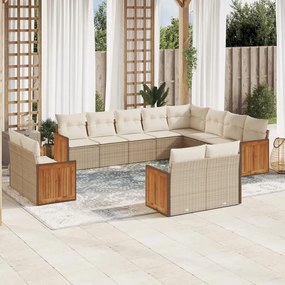 vidaXL Set canapele de grădină cu perne, 12 piese, bej, poliratan
