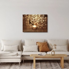 Tablou pe sticlă - Femeia în încăperea de aur (70x50 cm)