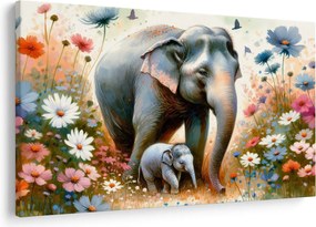 Tablou - Mama elefant, acuarelă (90x60 cm)