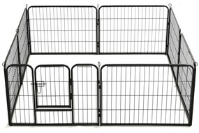 Tarc pentru caini, 8 panouri, otel, 60x80 cm, negru 60 x 80 cm, 8 panouri.