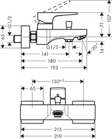 Baterie cada, Hansgrohe Metropol, 18cm, gold optic lustruit, 32540990