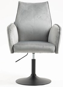 HR280N Scaun Gray din Catifea cu Bază Neagră